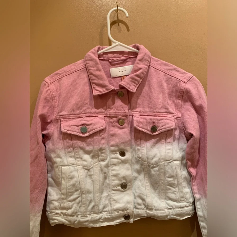 Blank NYC Denim Pink and White Size Large Jacket